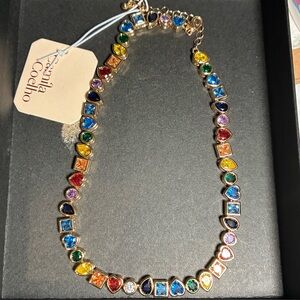 Camila Coelho Gold Tone Rainbow Multicolor Multi-Shape Cubic Zirconia Necklace